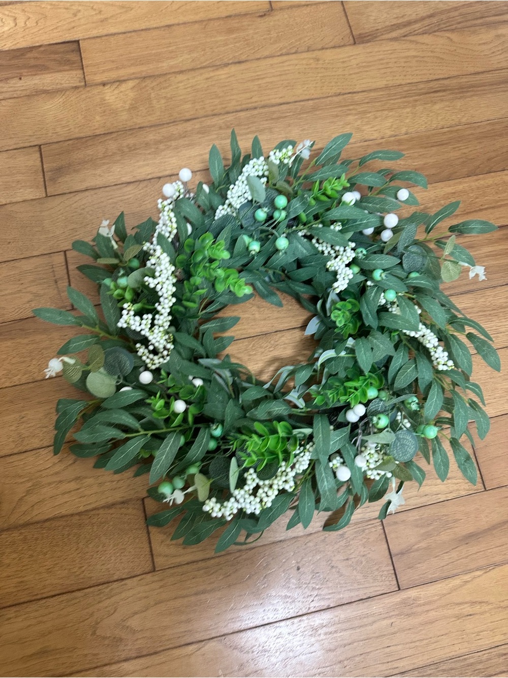 Green & White Door Wreath - Home